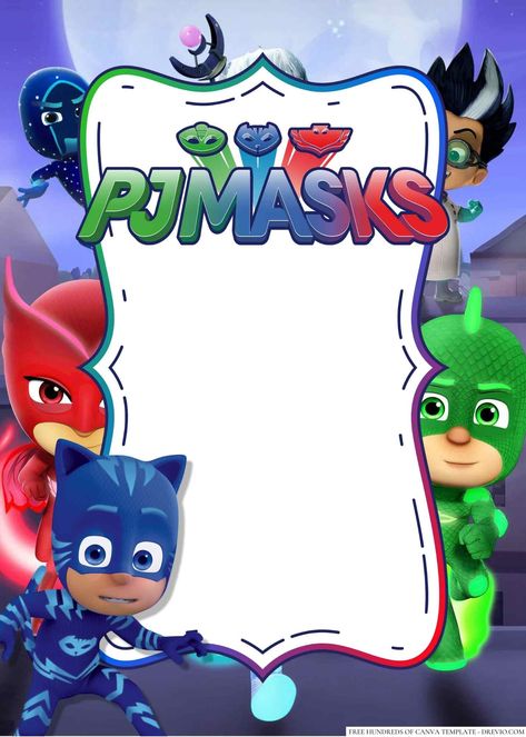 FREE PJ Masks Birthday Invitation Templates Pj Masks Images, Escudo Paw Patrol, Pj Masks Birthday Cake, Free Invitation Cards, Birthday Party Invitations Free, Pj Masks Birthday Party, Pj Mask Party, Genos Wallpaper, Pj Masks Birthday