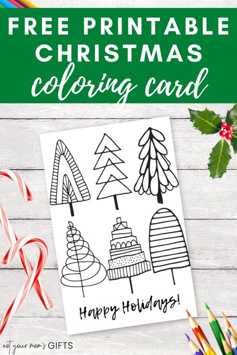 Not only does this FREE coloring card help you save money on your Christmas cards this year, but it’s also a great way to get yourself in the holiday spirit! Just print this Christmas Card to Color Free Printable & fold in half! | Christmas card coloring free printable | Christmas card coloring pages | free printable Christmas cards to color | free Christmas coloring pages | free Christmas card coloring pages | free Christmas card coloring printables | adult coloring cards | notyourmomsgifts.com Blank Christmas Cards Free Printable, Holiday Card Template Free Printable, Printable Christmas Cards To Color, Christmas Card Coloring Free Printable, Christmas Card Templates Free Printable, Printable Coloring Christmas Cards, Free Christmas Card Printables, Printable Christmas Cards For Kids, To Color Free Printable