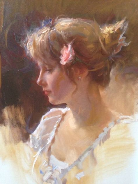 Daniel gerhartz Daniel Gerhartz, Flowers In Her Hair, Her Hair, A Woman, Oil Painting, Flowers, Hair, White