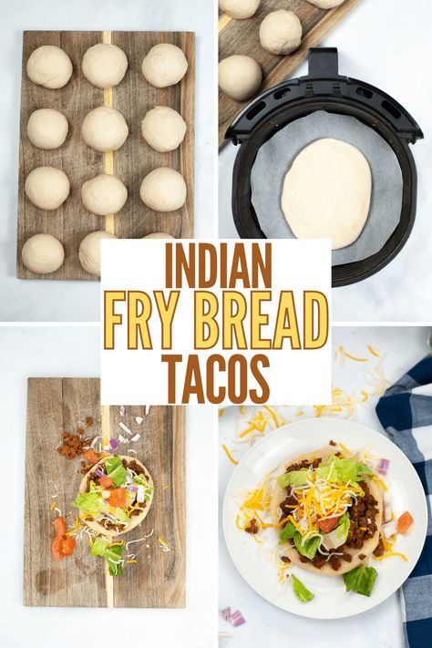 Snack Airfryer, Indian Taco Recipes, Fry Bread Tacos, Indian Fry Bread, Indian Tacos, Fried Bread Recipe, Air Fryer Cooking Times, Family Friendly Dinners, Indian Bread