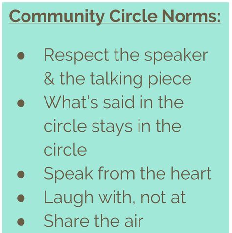 Restorative Justice Community Circle Norms Community Circle Ideas, Community Circle Questions, Social Emotional Learning Middle School, Restorative Practices School, Restorative Circles, Community Circle, Behavior Specialist, Class Community, Restorative Practices