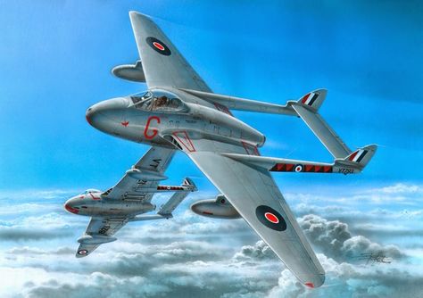 DH.100 Vampire F.Mk.3 Aircraft Poster, Aviation Pictures, Westland Whirlwind, De Havilland Vampire, Aviation Engineering, De Havilland Mosquito, Aviation Theme, Military Drawings, Aircraft Painting