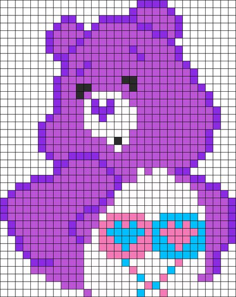 Care Bear Perler Bead Pattern | Bead Sprites | Characters Fuse Bead Patterns Care Bear Pixel Art, Perler Beads Ideas, Fuse Bead Patterns, Pony Bead Patterns, Pixel Crochet, Kandi Patterns, Bead Sprite, Beaded Cross Stitch, Pixel Pattern