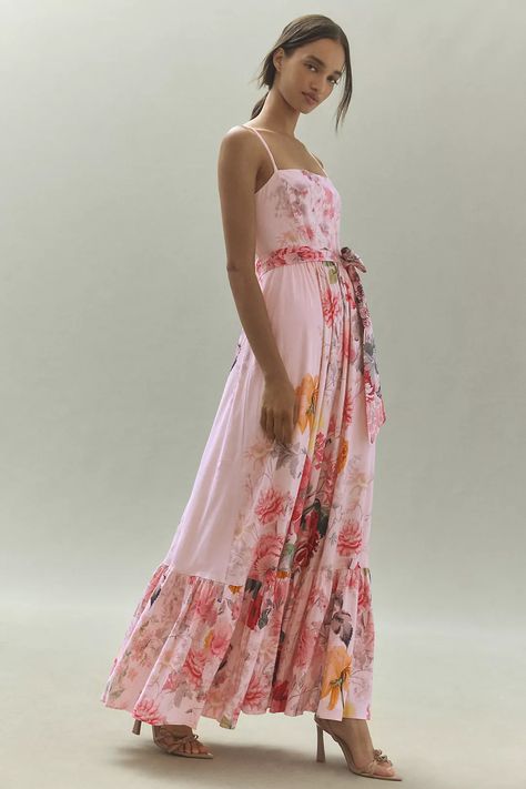 Flare Maxi Dress, Bhldn Dresses, Bhldn Dress, Floral Fit, Linen Maxi Dress, Wedding Bridesmaid Dresses, Anthropologie Dress, Floral Maxi, Tie Belt