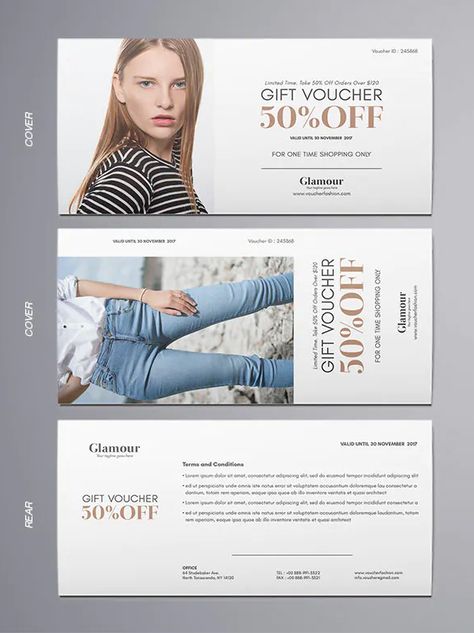 Fashion Gift Voucher Template PSD Luxury Gift Voucher, Voucher Design Coupon, Gift Voucher Template, Gift Voucher Design, Coral Draw, Voucher Template, Voucher Design, Aesthetic Poster, Discount Vouchers