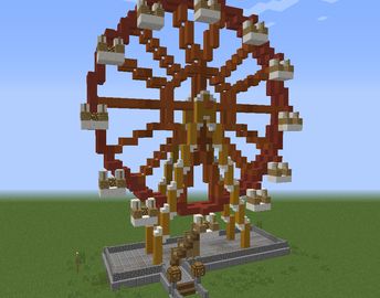 Minecraft Rides Ideas, Minecraft Theme Park Builds, Ferris Wheel Minecraft, Minecraft Ferris Wheel, Minecraft Theme Park Ideas, Minecraft Carnival Builds, Minecraft Park Idea, Minecraft Theme Park, Minecraft Amusement Park