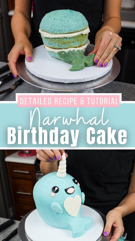 Narwhal Cake, Vanilla Bean Buttercream, Moist Vanilla Cake, Sculpted Cakes, Cake Layers, 3d Cakes, Cake Easy, Animal Cakes, 3d Cake