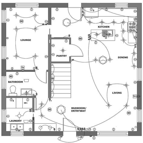 Micro House Plans, Home Electrical Wiring, Plan Layout, Ceiling Plan, World Building, House Wiring, Small House Floor Plans, Electrical Layout, Building House Plans Designs