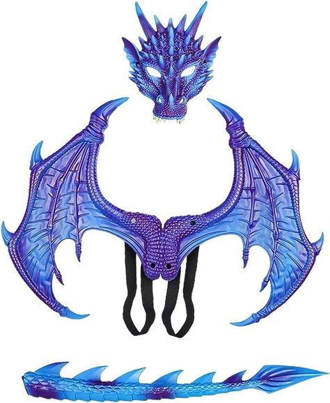 PRICES MAY VARY. 【Dragon Cosplay Wings Set】Children's Dragon Costume features a dragon theme and is designed in a classic that fits most people and is easy to wear. 【Premium Material】Children's Dragon Wings Costume is made of soft rubber, and foam fabric, make this dragon costume is very vivid in shape and service time. 【Widely Used】3pcs Kids Dragon Wing Cosplay Set is suitable for Children's day, Halloween, masquerade carnivals, Easter, or any other cosplay gathering. 【Easy to Wear】The elastic Dragon Costume Pattern Sewing, Kids Dragon Costume, Costume Dinosaure, Party Animal Costume, Kids Dinosaur Costume, Halloween Wings, Dinosaur Tails, Dragon Halloween, Cosplay Wings