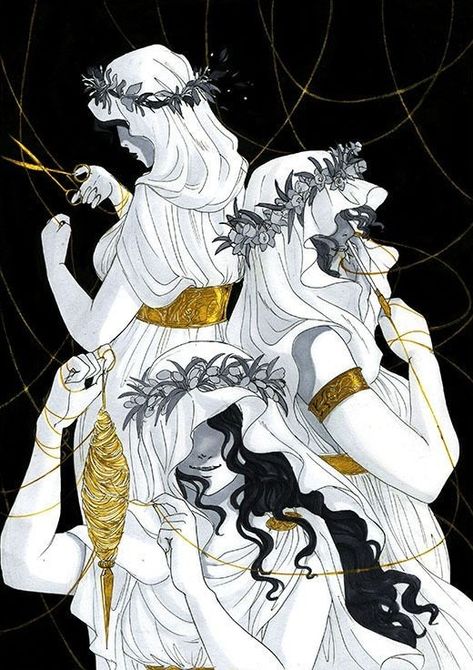 The Moirai, 3 Fates, The Fates, Greek Mythology Gods, Mythology Tattoos, Greek Gods And Goddesses, Greek And Roman Mythology, Greek Myth, Ancient Mythology