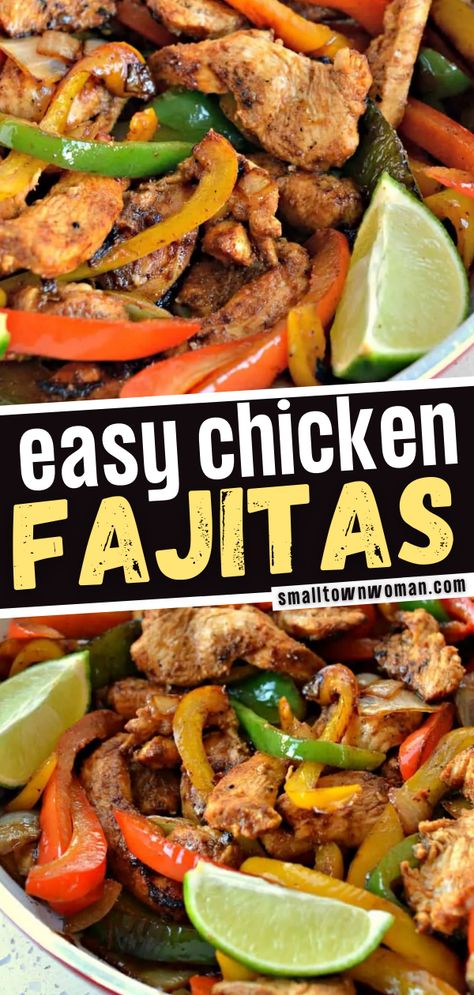 The perfect homemade dinner recipe for the family! This easy Chicken Fajita recipe is bursting with plenty of flavor from chili powder, garlic, smoked paprika, cumin and smoked chipotle peppers in adobo sauce. Make this healthy dinner for tonight! Easy Chicken Fajita Recipe, Skillet Chicken Fajitas, Sheet Pan Chicken Fajitas, Easy Chicken Fajitas, Southwestern Recipes, Chipotle Peppers, Chicken Fajita Recipe, Homemade Dinner Recipes, Pan Chicken Fajitas