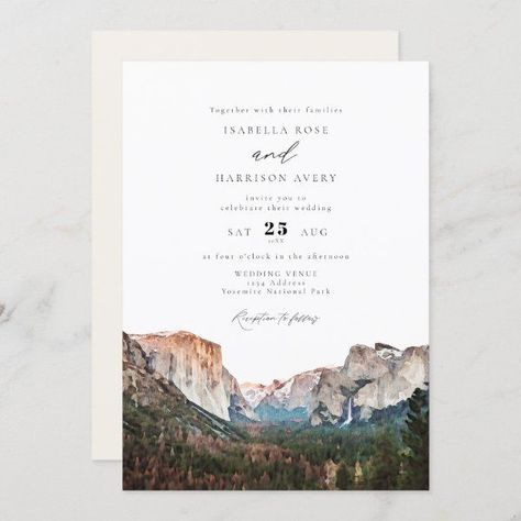 California Yosemite National Park, Painted Wedding Invitation, We Eloped, Skyline Wedding, Yosemite California, Afternoon Wedding, Wedding Invitation Size, National Park Wedding, Destination Wedding Invitations