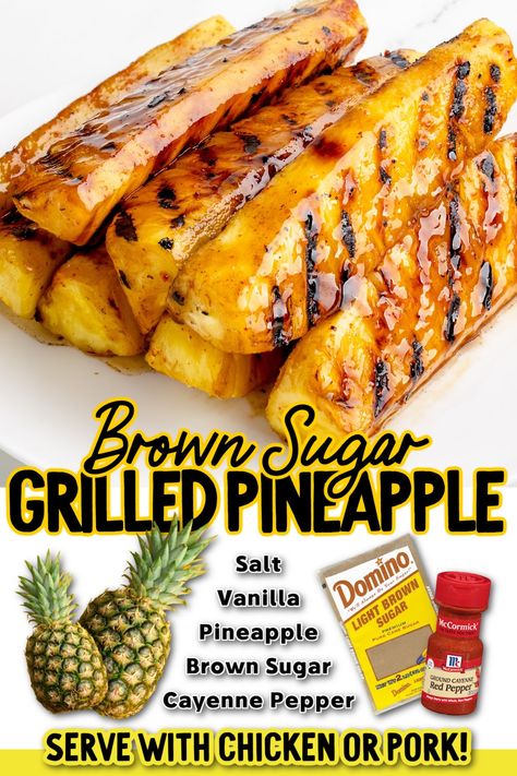 Grilled Pineapple Recipe, Pineapple Recipe, Luau Food, Brown Sugar Glaze, Grilled Fruit, Pineapple Recipes, Summer Grilling Recipes, Sugar Glaze, Cookout Food