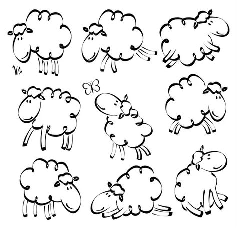 Funny sheep drawing Royalty Free Vector Image - VectorStock Cartoon Lamb, Sheep Tattoo, Sheep Drawing, Sheep Cartoon, Sheep Illustration, Drawing Funny, Easter Drawings, Sheep Paintings, Funny Sheep