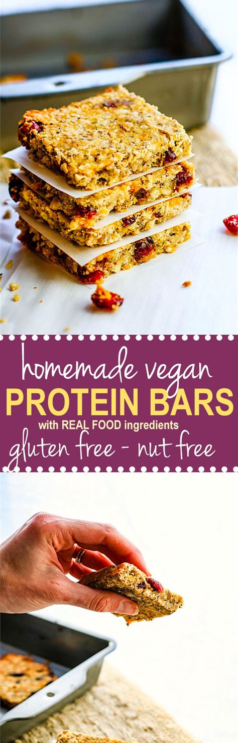 How to Make Homemade Vegan Protein Bars {Gluten Free, Nut Free}. No protein Powder Needed! Gluten free and nut free vegan protein bars made with simple wholesome protein rich ingredients. Delicious and easy to make! Vegan Protein Bars Recipe, Protein Bar Recipe Healthy, Bars Recipes Healthy, Bars Gluten Free, Vegan Protein Bars, Energy Bites Recipes, Protein Bars Homemade, Protein Bar Recipes, Healthy Bars