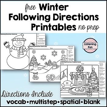 Follow Directions Worksheet, Listening And Following Directions, Following Directions Activities, Winter Speech Therapy, Deaf Education, Slp Activities, Receptive Language, Speech Path, House Tips