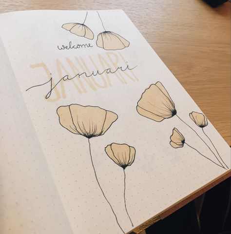 January Bullet Journal, Bullet Journal Writing, Bullet Journals, Simple Beauty, Journal Writing, New Years Resolution, Handmade Flowers, Journal Ideas, Flower Drawing