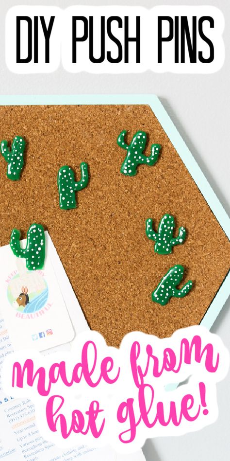 Diy Push Pins, Crafts With Hot Glue, Hot Glue Art, Glue Stick Crafts, Diy Glue, Decorative Push Pins, Glue Craft, Glue Art, Diy Crafts To Do