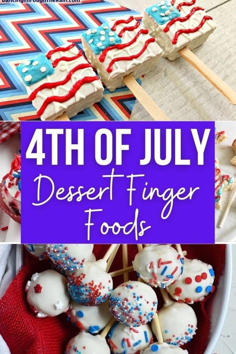 Fourth Of July Finger Foods, Dessert Finger Foods, Fourth Of July Food Snacks, 4th Of July Frozen Desserts, Fourth Of July Desserts Easy, Easy Fourth Of July Food, Easy Fourth Of July Desserts, 4th Of July Mini Trifles, Patriotic No Bake Desserts