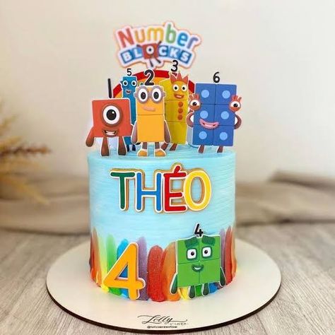 Birthday Cake Kids Boys, Number Blocks, 4th Birthday Cakes, 4th Birthday Parties, Birthday Cake Kids, Kids Cake, 4th Birthday, Dart, Special Day