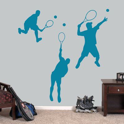 Winston Porter Ansorge Tennis Guy 3 Piece Wall Decal Set Color: Teal Sports Wall Decals, Name Wall Decals, Sports Wall, Dream Wall, Tennis Balls, Hand Painting Art, Tennis Players, Vinyl Designs, Vinyl Wall Decals