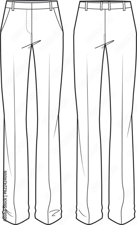 Trousers Sketch Fashion Illustrations, Fashion Illustration Trousers, Trousers Sketch, Pants Technical Drawing, Sketch Fashion Illustration, Drapery Drawing, Clothing Construction, Unique Sewing Patterns, Pants Drawing