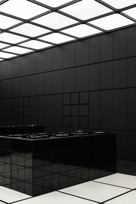 Design Anthology, Chengdu China, Retail Interior Design, Monochrome Interior, White Tile Floor, Black Tiles, Brand Concept, White Floors, Retail Interior