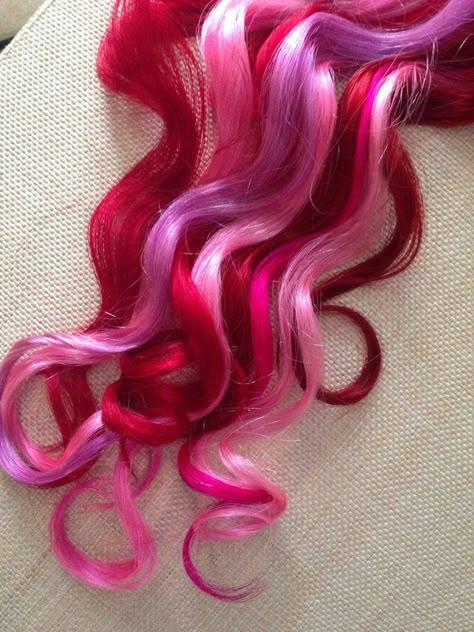 Pink and Red Hair Extensions, Love,Valentines Day,  Burning Man, Festival Hair , Clip In Hair Extens Pink And Red Hair, Brown Ombre Hair Color, Red Hair Extensions, Valentine Hair, Hot Pink Hair, Brown Ombre Hair, Ombre Hair Extensions, Love Valentines Day, Hippie Hair