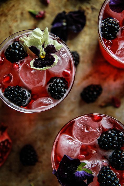 Blackberry Pomegranate Ginger Moscow Mule - Heather Christo Blackberry Soda, Pomegranate Vodka, Blackberry Syrup, Berry Punch, Craft Cocktail, Festive Cocktails, Brunch Time, Syrup Recipe, Pomegranate Juice