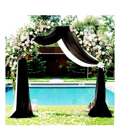 SHINYBEAUTY WEDDING Arch Draping Fabric Wedding Arch Drapes Arch Decorations Ceremony Wedding Black And White Wedding Arch Ideas, Black And White Wedding Arch, Black Wedding Arch, Wedding Drapes, Wedding Arch Draping, Arch Draping, White Wedding Arch, Gala Decorations, Black Red Wedding