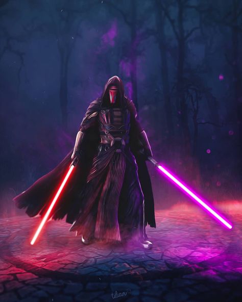 Darth Revan Fanart, Darth Revan Iphone Wallpaper, Dark Jedi Art, Darth Revan Pfp, Darth Vitiate Art, Star Wars Darth Revan, Darth Revan, Oil Canvas, Star Wars Sith