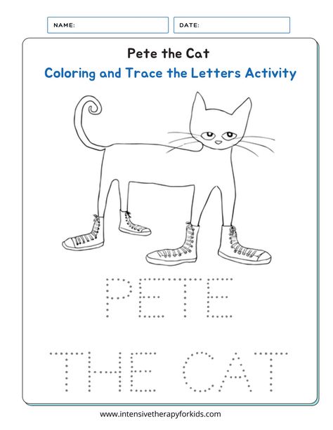 Access your printable learning activity! Color and trace the letters for Pete the Cat “I Love My White Shoes” read aloud for kids. Super easy and quick to download. :) #freeprintables #freeprintablesforkids #freeprintablesforpreschool #freeprintablesfortoddlers #readaloudbooks #readaloudactivities #booksfortoddlers #booksforkids #booksforkindergarten #childrensbooks #kidsbooks Pete The Cat I Love My White Shoes Craft Color Activities, Pete The Cat I Love My White Shoes, Pete The Cat Worksheets, Pete The Cat Shoes, I Love My White Shoes, Pete The Cats, Read Aloud Activities, Free Preschool Printables, Cat Printable