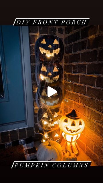 36K likes, 224 comments - givingourspace_grace on October 20, 2022: "🎃DIY pumpkin column🎃 These were super easy and affordable to make and perfect for our front porch! You can customize these by painting them whatever color you like and however tall you want them. These would even work great for putting candy in the top to pass out on Halloween night! Let me know what you think or if you make these! . . . . . . . . #diy #diypumpkins #diypumpkindecor #pumpkin #frontporch #frontporchdecor #hall Halloween Front Porch Column Decor, Column Decor, Front Porch Columns, Porch Columns, Halloween Front Porch, Pass Out, Diy Pumpkin, October 20, Halloween Night