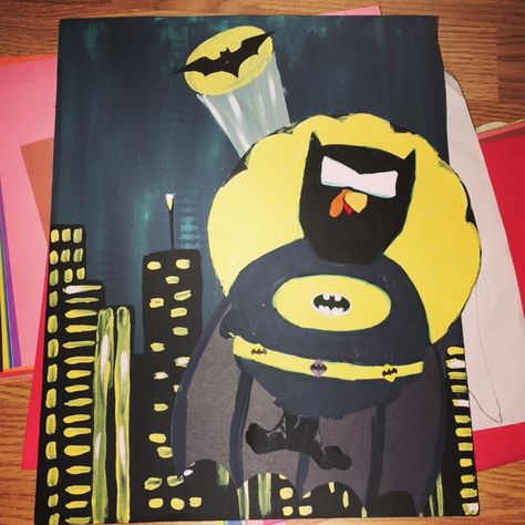 Hand painted Batman turkey disguise I️ made Batman Turkey In Disguise, Batman Turkey, Turkey Disguises, Disguise Turkey, Thanksgiving Art Projects, Turkey In Disguise, Turkey Template, Disguise A Turkey, Turkey Activity