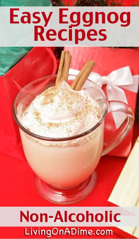 Non Alcoholic Eggnog Recipe, Egg Nog Recipe Easy, Best Eggnog Recipe, Alcoholic Eggnog, Living On A Dime, Eggnog Recipes, Eggnog Recipe Homemade, Easy Eggnog, Homemade Eggnog