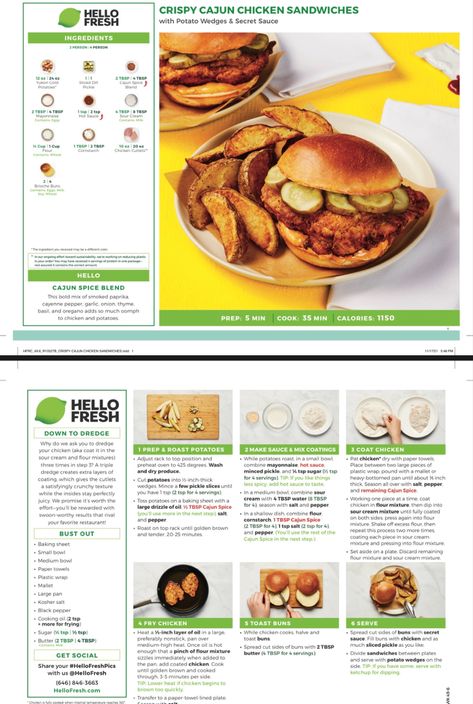 Hello Fresh Recipes Cards, Cajun Chicken Sandwich, Recipes Cards, I Want Food, Hello Fresh Recipes, Fresh Recipes, Cajun Chicken, Chicken Cutlets, Hello Fresh