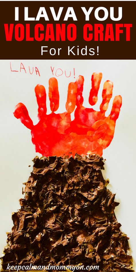 I Lava You Volcano Craft! Crafts For kids, Crafts For Preschoolers, Handmade Gifts From Kids Volcano Craft, Luau Crafts, Hawaii Crafts, Volcano Hawaii, Hawaiian Crafts, Hawaiian Art, Daycare Crafts, Classroom Crafts, Camping Activities