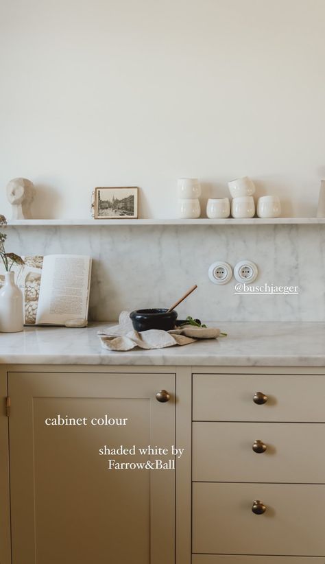 Farrow And Ball Kitchen Cabinets, Shaded White Farrow And Ball, Farrow And Ball Kitchen, Farrow And Ball, Kitchen Cabinet Colors, Kitchen Diner, Cabinet Colors, White Cabinets, Farrow Ball