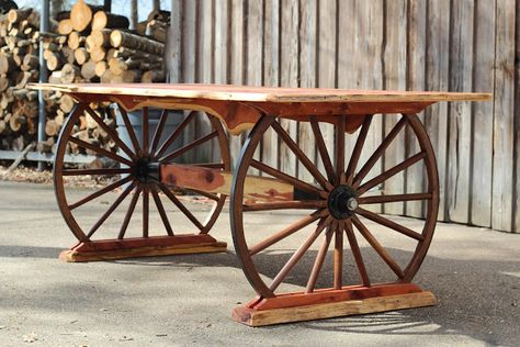 turquoise inlay wagon wheel table Wagon Wheel Table, Wagon Wheel Decor, Wagon Wheels, Old Wagons, Wooden Wagon, Barn Wood Projects, Wheel Decor, Western Furniture, Wagon Wheel