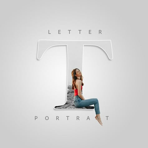 Letter Portrait Photoshop, Photoshop Tutorial For Beginners, Letter Portrait, How To Make Letters, Photoshop Creative, Photoshop Work, Create Text, A Typography, Typography Designs