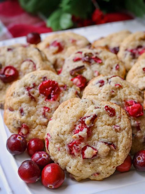 Cranberry Cookies With Fresh Cranberries, Cookies With Fresh Cranberries, Fresh Cranberry Cookies, Cranberry Pecan Cookies, Cookie Receipts, Fresh Cranberry Recipes, Cookie Assortment, Cranberry Cookies Recipes, Cranberry Orange Cookies