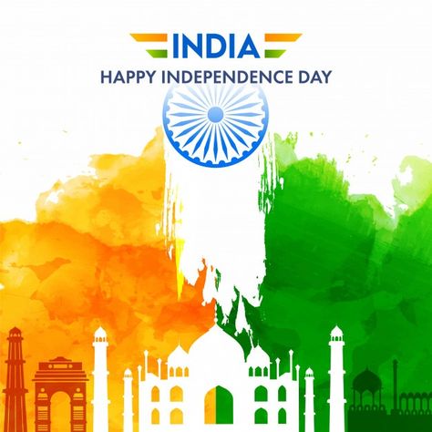 India happy independence day poster  wit... | Premium Vector #Freepik #vector #background #poster #watercolor #abstract Happy Independence Day Poster Design, Indipendente Day Name Art, Independence Day Illustration India, Indipendente Day Poster, Happy Independence Day Background, 75 Independence Day, Wall Magazine, Vande Mataram, 75th Independence Day