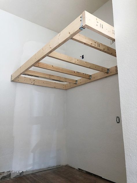 DIY Loft Bed - Jenna Sue Design Build A Loft, Cool Loft Beds, Build A Loft Bed, Loft Beds For Small Rooms, Diy Built In, Diy Loft, A Loft Bed, Bed Back Design, Beds For Small Rooms