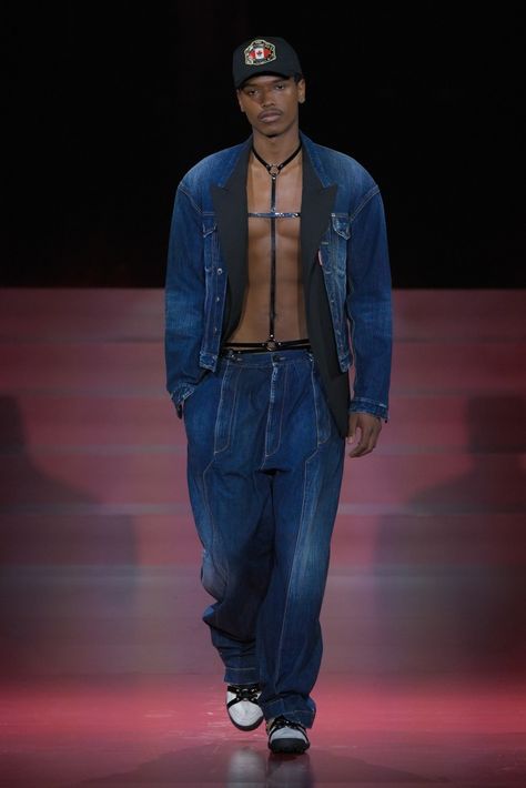 Dsquared2 Spring 2025 Ready-to-Wear Runway, Fashion Show & Collection Review [PHOTOS] Denim Men, Dean And Dan Caten, Show Collection, Menswear Fashion Show, Embellished Jeans, June 2024, Menswear Fashion, Fashion Show Collection, Men's Collection