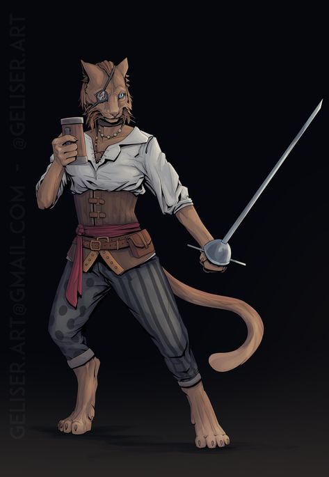 Tabaxi Swashbuckler, D D Races, Character Commission, Batman The Animated Series, Fantasy Races, Cat People, Dnd Characters, Character Design Inspiration, Character Concept