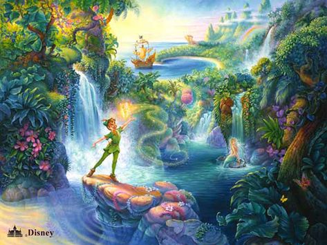 Peter Pan in Neverland Disney Jigsaw Puzzles, Thomas Kincaid, Peter Pan Art, Terra Do Nunca, Kinkade Disney, Thomas Kinkade Disney, Deco Disney, Tinkerbell Fairy, Pan Photo