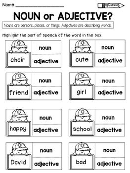 Parts of Speech : 10 Parts of Speech Worksheets . Review the parts of speech in… Nouns And Verbs Worksheets, Speech Worksheets, Part Of Speech Noun, Nouns And Pronouns, Adjective Worksheet, Nouns Verbs Adjectives, Nouns Worksheet, Nouns And Adjectives, Verb Worksheets