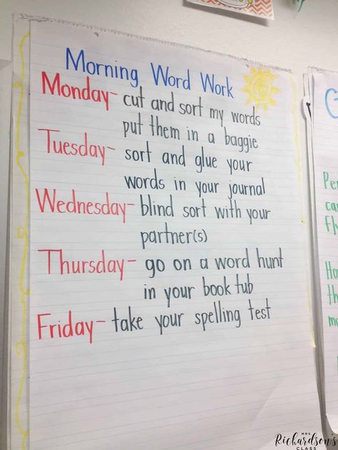 Words Their Way, First Grade Words, Kindergarten Ela, Grade Spelling, Word Work Activities, Work Routine, Teaching First Grade, 2nd Grade Classroom, First Grade Reading