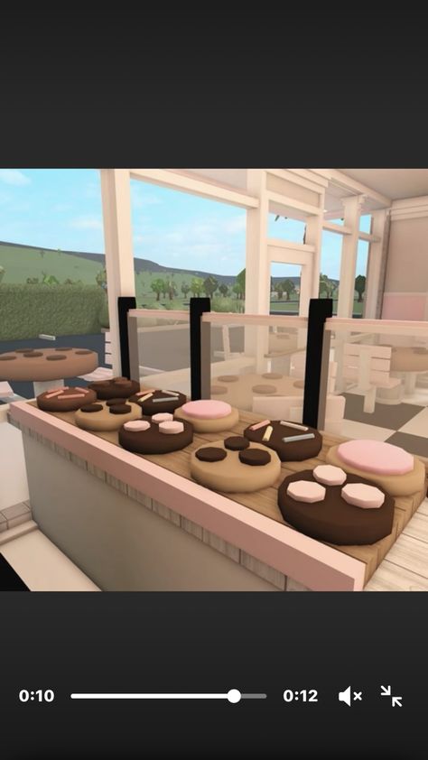 Bloxburg Boba Shop, Bloxburg Bakery, City Bloxburg, Bloxburg Cafe, Starbucks Interior, Bloxburg Food, Bloxburg Food Decals, Bloxburg Town, Bloxburg Hacks