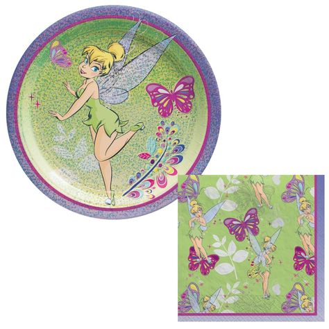 PRICES MAY VARY. 16 Dessert Size Tinkerbell Plates Featuring Tinker Bell With a Butterfly and Garden Background 16 Beverage Size Napkins Featuring Enchanted Forest Floral Background (1) 7 Inch Long Green and Gold Printed Ribbon Featuring Fairy Princess and Pixie Dust 1 WGIS We Got It Shop Card with Party Planning Checklist To Help Ensure You Get Your Party Supplies MADE IN THE USA - All of our PAPER Products, Including Plates and Napkins Are Made In The USA This Tinkerbell birthday party supplie Tinkerbell Birthday Party, Birthday Ribbon, Tinkerbell Birthday, Birthday Plates, Party Planning Checklist, Garden Background, Tinkerbell Party, Birthday Plate, Fairy Birthday